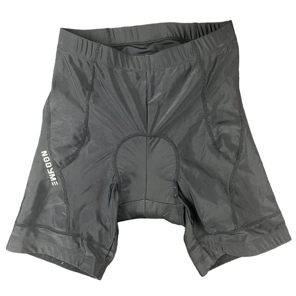 NOOYME Shorts Women's Size Small Cycling Padded Reflective Logo Mid Thigh Black - Picture 1 of 8
